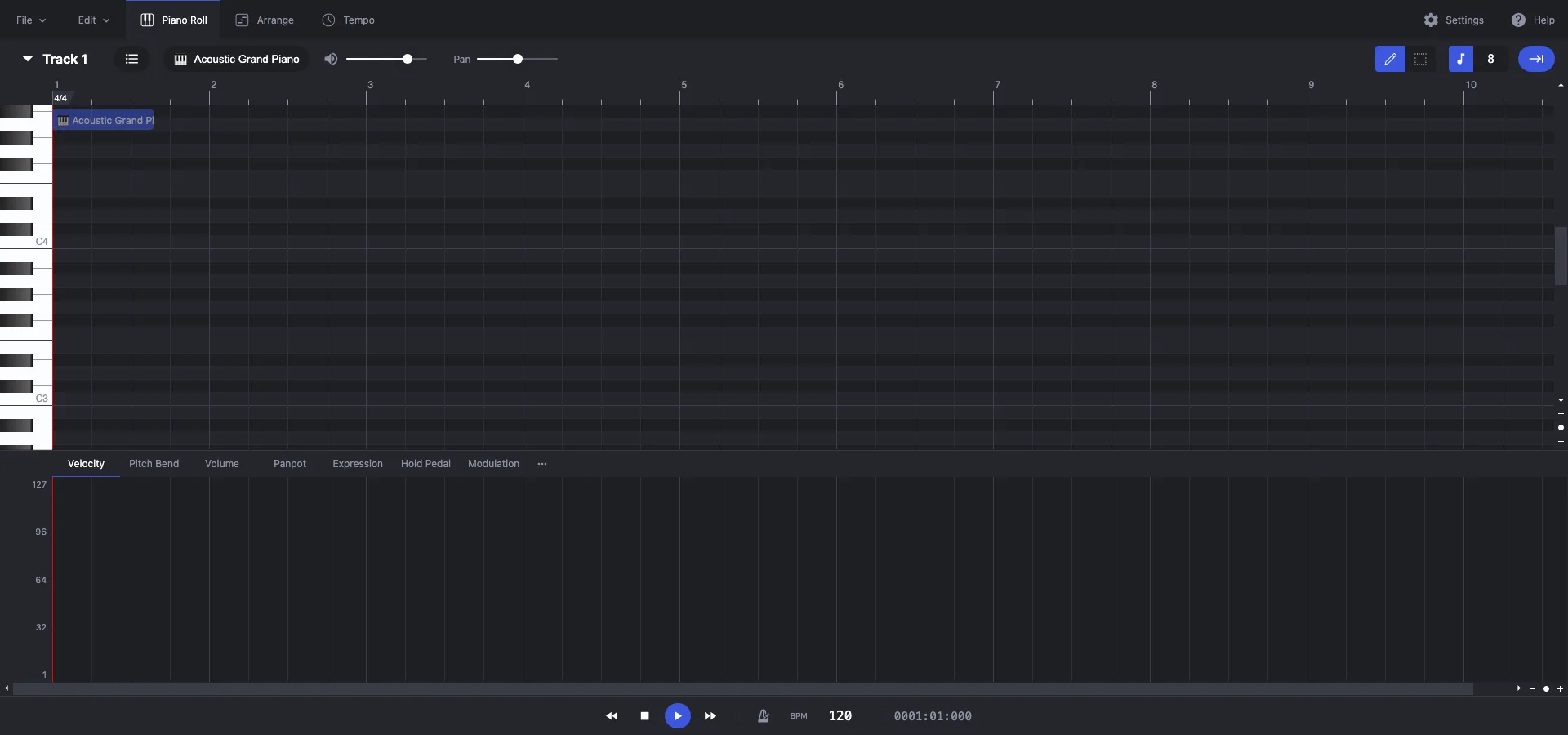 MIDI Editor Interface